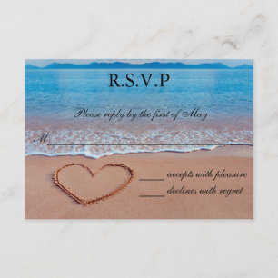 Heart on the Shore Beach Wedding RSVP Card