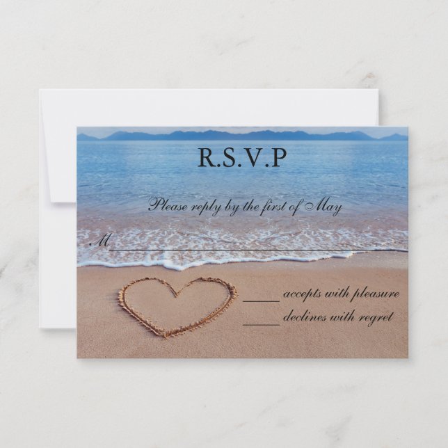 Heart on the Shore Beach Wedding RSVP Card (Front)