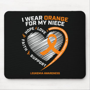 Heart Orange Ribbon For My Niece Leukaemia Awarene Mouse Pad