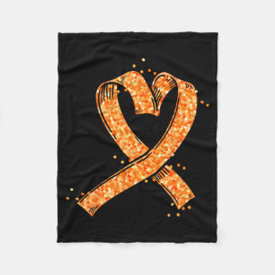 Heart Orange Ribbon Multiple Sclerosis Awareness F Fleece Blanket