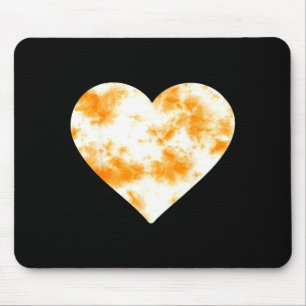 Heart Orange Tie Dye - Cute Valentines Day Graphic Mouse Pad