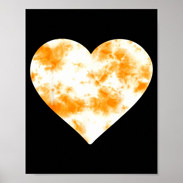 Heart Orange Tie Dye - Cute Valentines Day Graphic Poster (Front)