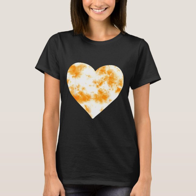 Heart Orange Tie Dye - Cute Valentines Day Graphic T-Shirt (Front)