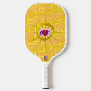 Heart Orange Tint Squares Pickleball Paddle