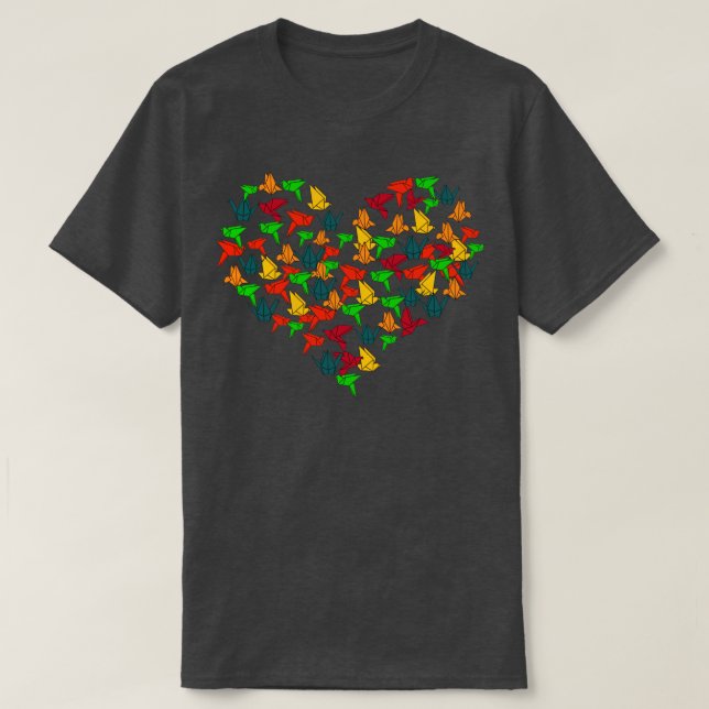 Heart Origami Bird Paper Craft  T-Shirt (Design Front)