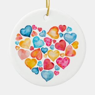 Heart Ornament in Reds, Blues, and Oranges