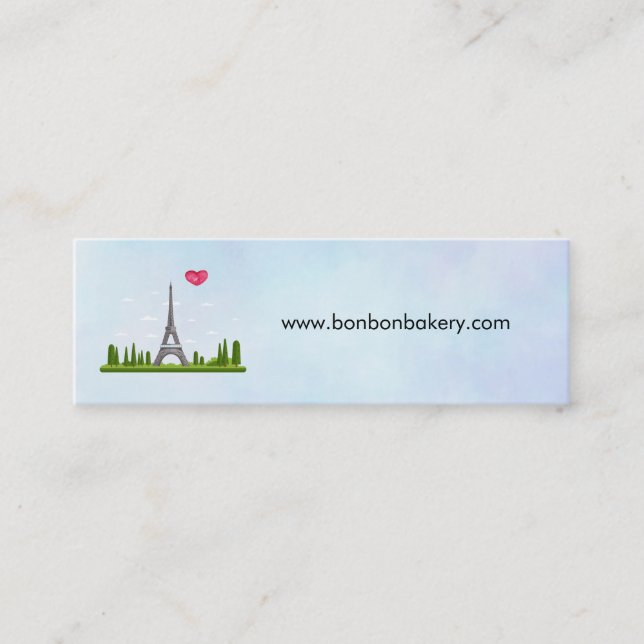 Heart Paris with Eiffel Tower Mini Business Card (Front)