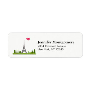 Heart Paris with Eiffel Tower Return Address Label