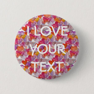 HEART Pattern ART 4 + your text 6 Cm Round Badge
