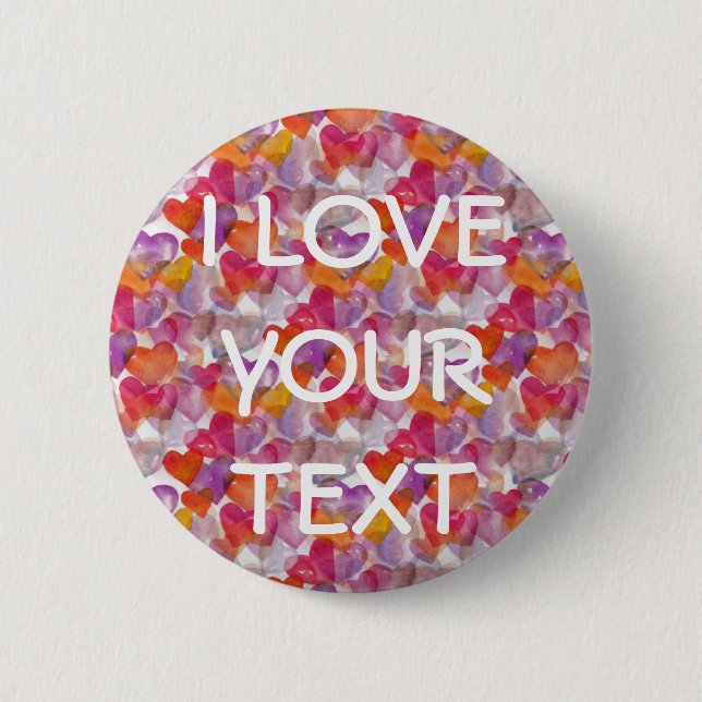 HEART Pattern ART 4 + your text 6 Cm Round Badge (Front)