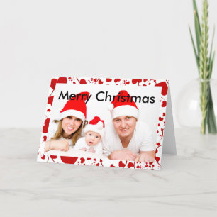 HEART Pattern ART 5 + your photo & text Holiday Card