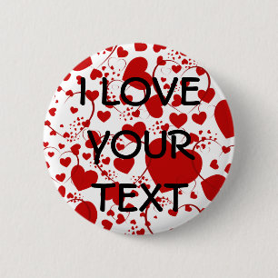 HEART Pattern ART 5 + your text 6 Cm Round Badge