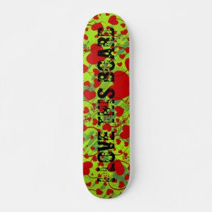 HEART Pattern ART 5 + your text green splatter Skateboard