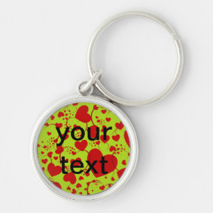 HEART Pattern ART 5 + your text   lightgreen Key Ring