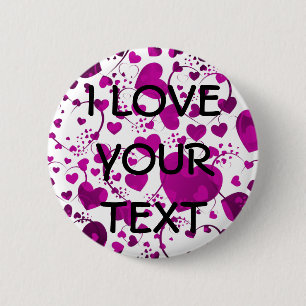 HEART Pattern ART 6 + your text Cm Round Badge