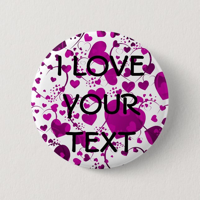 HEART Pattern ART 6 + your text Cm Round Badge (Front)