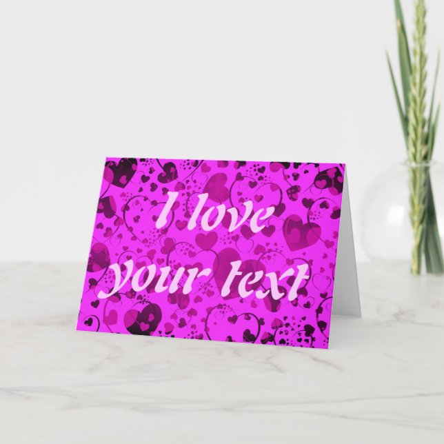 HEART Pattern ART 6 + your text | pink Card (Front)