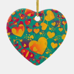HEART pattern ART 9 Ceramic Tree Decoration