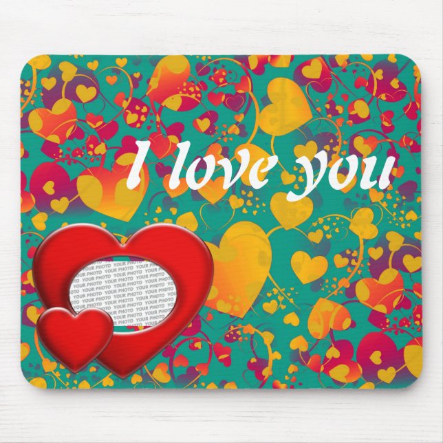 HEART pattern ART 9 + your text and photo Mouse Pad (Front)