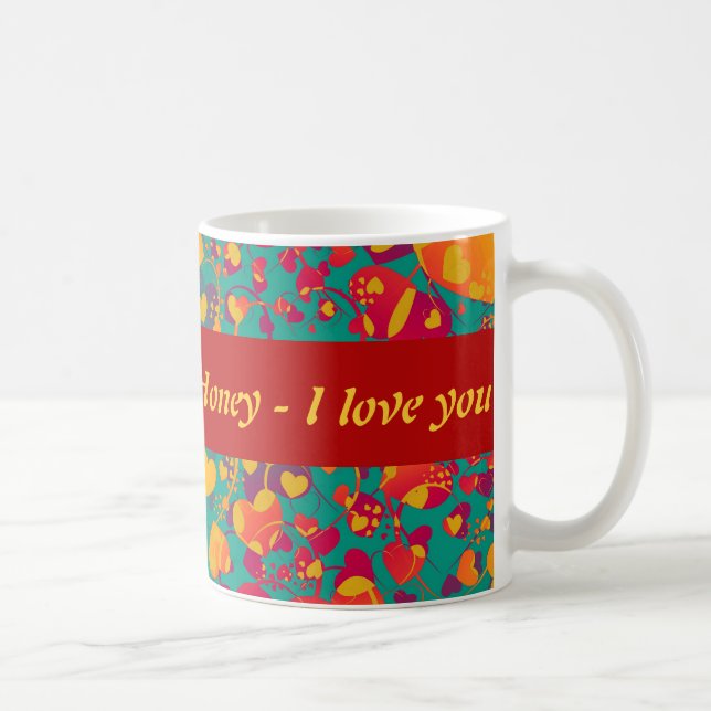 HEART pattern ART 9 + your text Coffee Mug (Right)