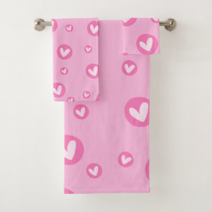 Heart Pattern Bath Towels