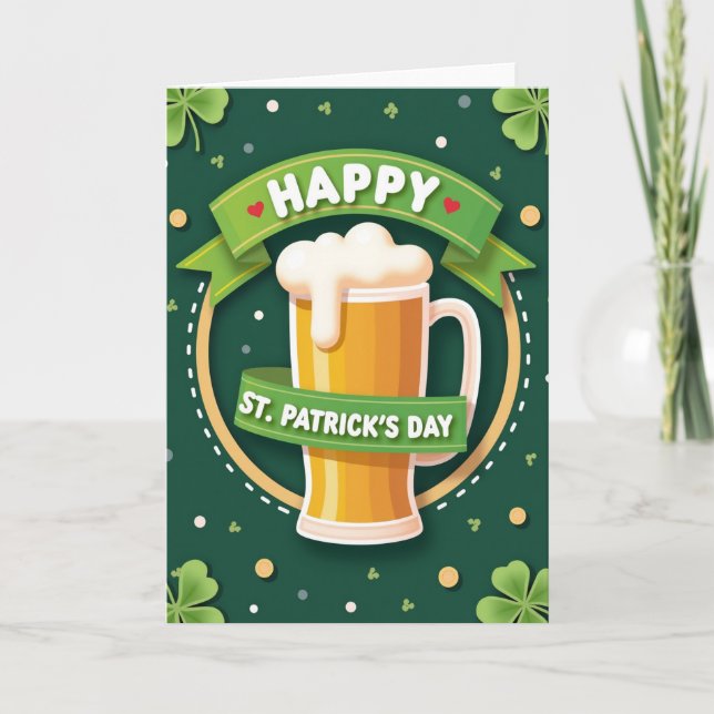 Heart Pattern Beer St Patricks Card (Front)