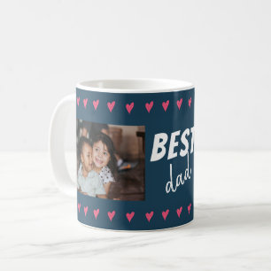 Heart Pattern Best Dad 2 Photo Coffee Mug