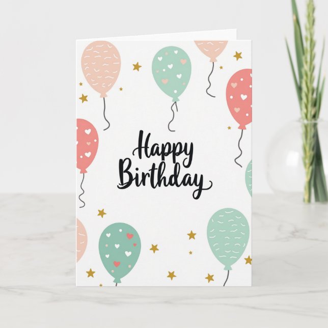 Heart Pattern Birthday Card (Front)