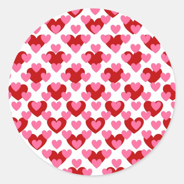 Heart Pattern Classic Round Sticker (Front)