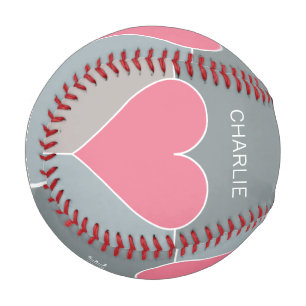 Heart Pattern custom monogram baseball