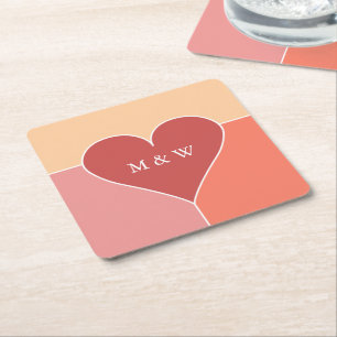 Heart Pattern custom monogram coasters
