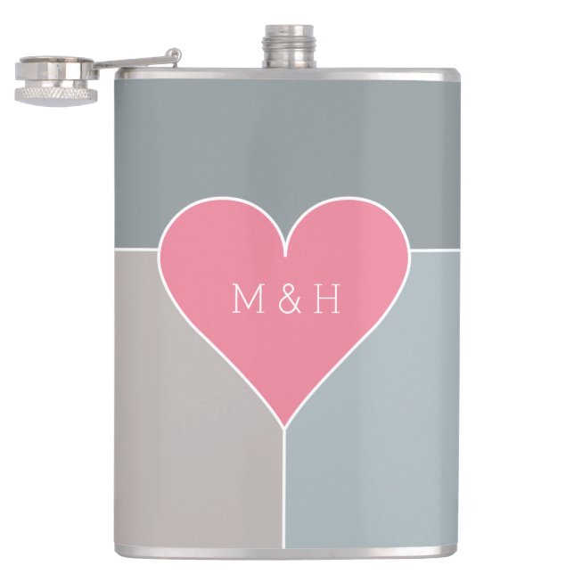 Heart Pattern custom monogram flask (Opened)