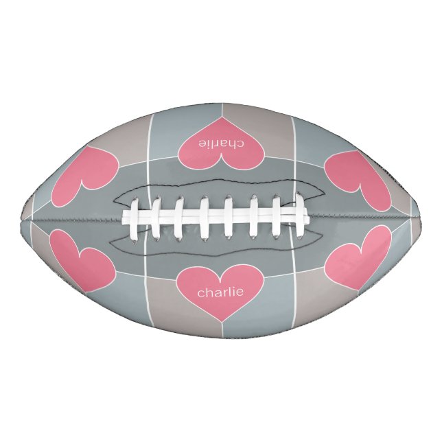 Heart Pattern custom monogram football (Front)