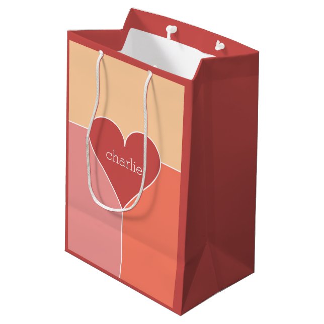 Heart Pattern custom monogram gift bags (Back Angled)