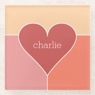 Heart Pattern custom monogram glass coaster
