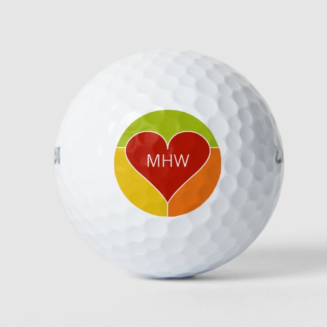 Heart Pattern custom monogram golf balls (Front)