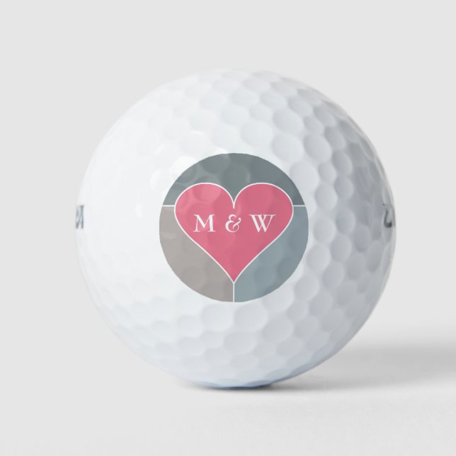 Heart Pattern custom monogram golf balls (Front)