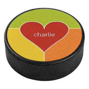 Heart Pattern custom monogram hockey puck