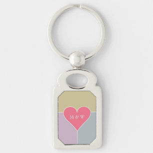 Heart Pattern custom monogram key chain