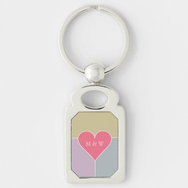 Heart Pattern custom monogram key chain (Front)