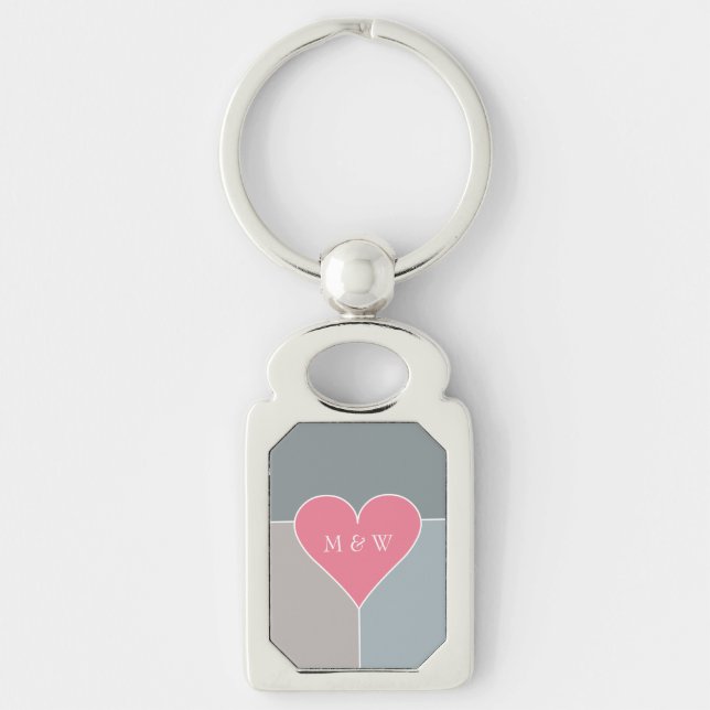 Heart Pattern custom monogram key chain (Front)
