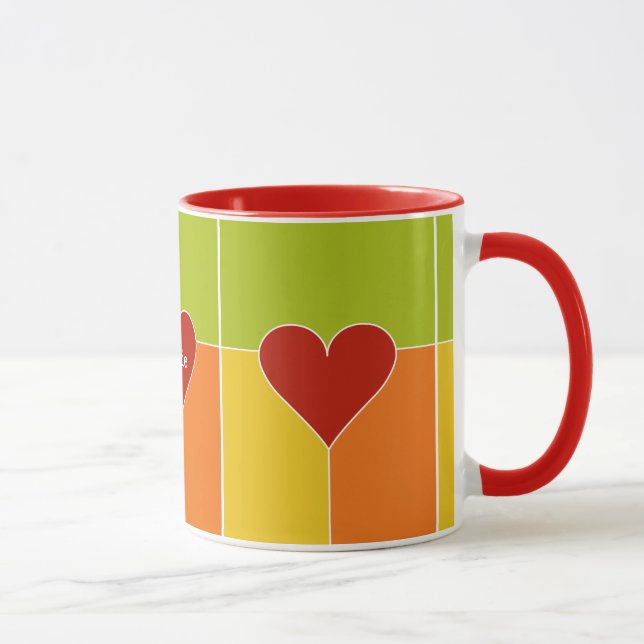 Heart Pattern custom monogram mugs (Right)