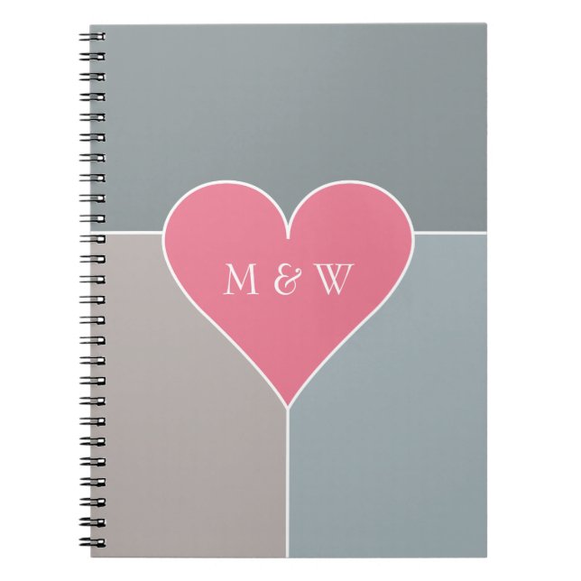 Heart Pattern custom monogram notebook (Front)