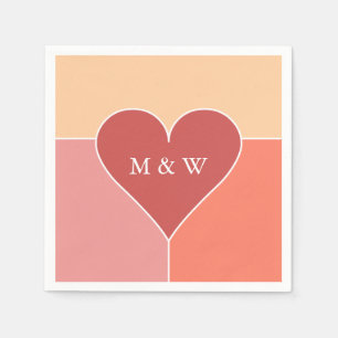 Heart Pattern custom monogram paper napkins