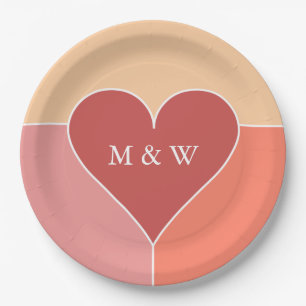 Heart Pattern custom monogram paper plates