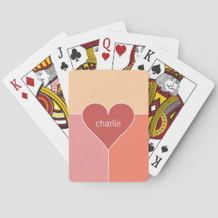 Heart Pattern custom monogram playing cards