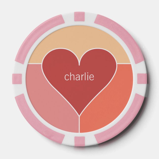 Heart Pattern custom monogram poker chips (Front)
