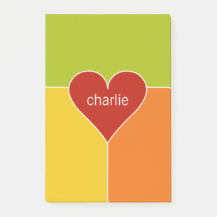Heart Pattern custom monogram Post-It notes