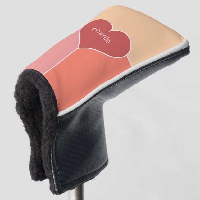 Heart Pattern custom monogram putter cover (3/4 Front)