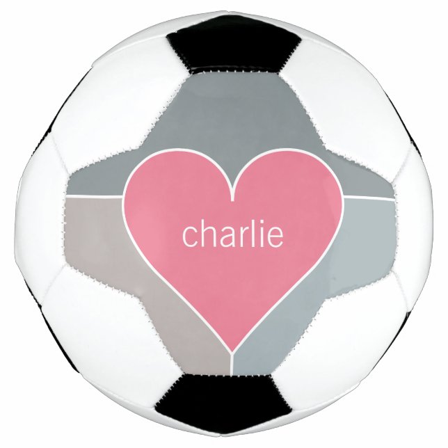 Heart Pattern custom monogram soccer ball (Front)